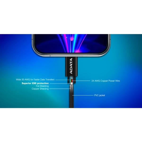 ADATA USB 2.0 Ladekabel, USB-C Stecker > Lightning Stecker – Bild 5