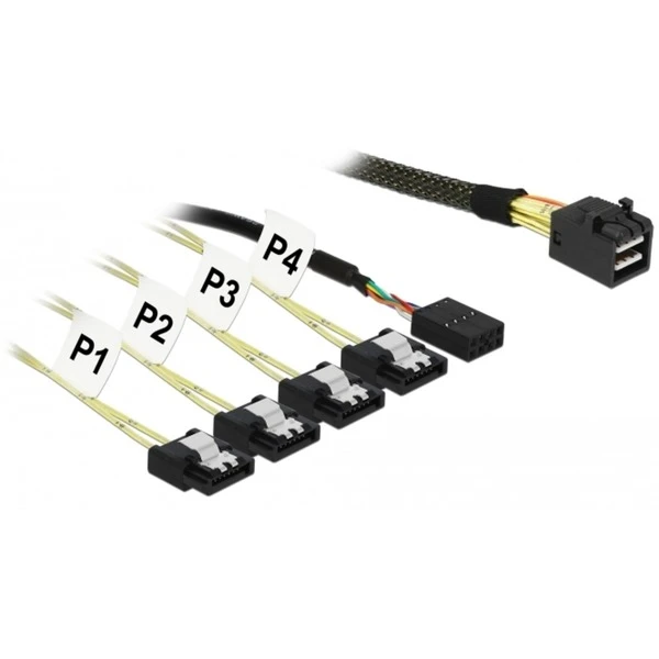 DeLOCK Adapterkabel Mini SAS HD SFF-8643 > 4x SATA 7Pin 1 DeLOCK Adapterkabel Mini SAS HD SFF-8643 > 4x SATA 7Pin