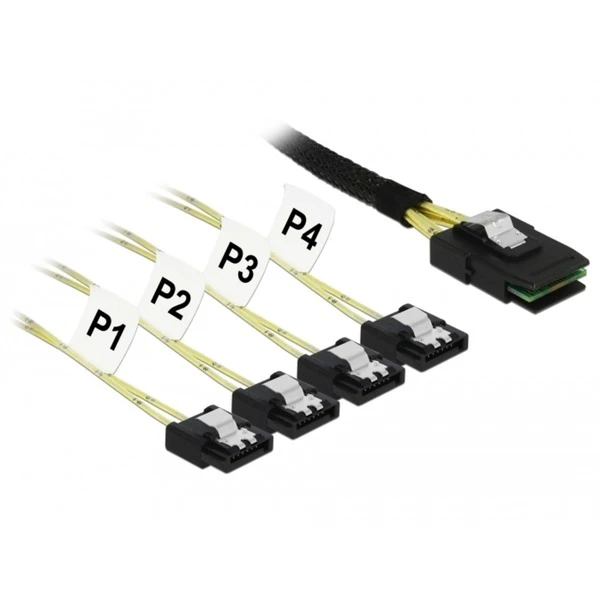 DeLOCK Adapterkabel Mini SAS SFF-8087 > 4x SATA 7Pin 2 DeLOCK Adapterkabel Mini SAS SFF-8087 > 4x SATA 7Pin – Bild 2