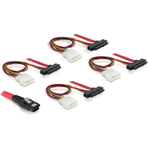 DeLOCK Adapterkabel Mini-SAS SFF-8087 > 4x SAS + Power 2 DeLOCK Adapterkabel Mini-SAS SFF-8087 > 4x SAS + Power – Bild 2