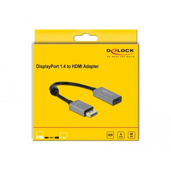 DeLOCK Aktiver Adapter Displayport 1.4 > HDMI Buchse 4K 60Hz – Bild 2