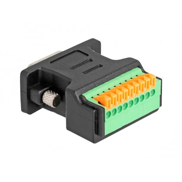 DeLOCK D-Sub 9 Pin Stecker > Terminalblock Adapter Mit Drucktaster 1 DeLOCK D-Sub 9 Pin Stecker > Terminalblock Adapter Mit Drucktaster