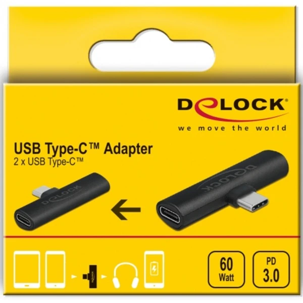 DeLOCK USB 2.0 Adapter, USB-C Stecker 90° > 2x USB-C Buchse – Bild 3