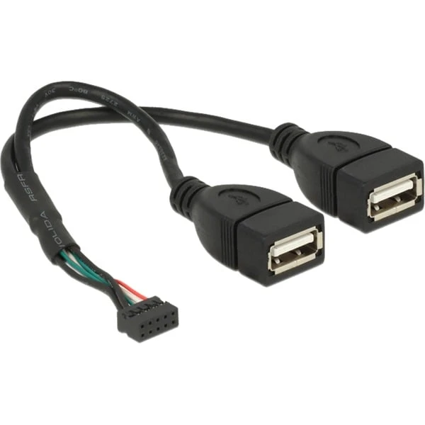 DeLOCK USB 2.0 Y-Kabel, 10 Pin Header > 2x USB-A Buchse