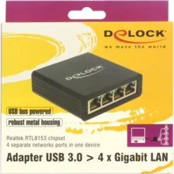 DeLOCK USB 3.2 Gen 1 Adapter, USB-A Stecker > 4x RJ-45 Buchse -Alternate Verkaufs-Shop DeLOCK USB 3 2 Gen 1 Adapter USB A Stecker 4x RJ 45 Buchse@@rdua9p01 4