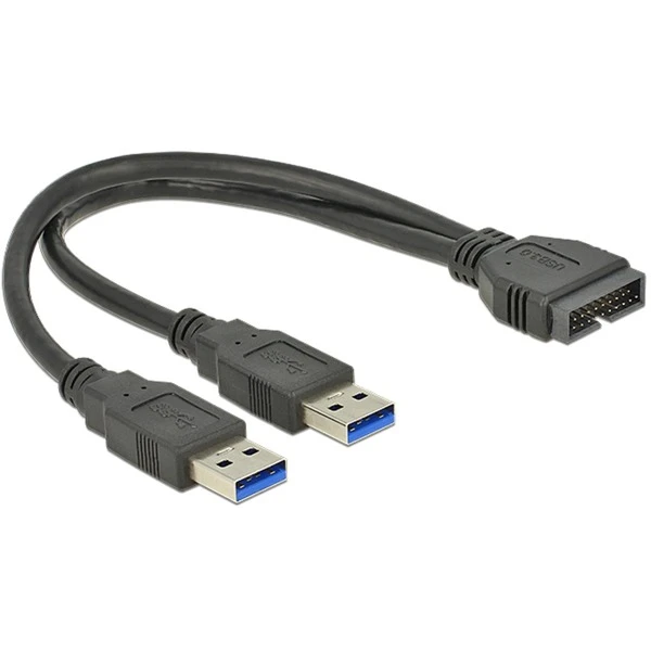 DeLOCK USB 3.2 Gen 1 Adapter, USB Pfostenstecker > 2x USB-A Stecker