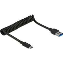 DeLOCK USB 3.2 Gen 2 Spiralkabel, USB-A Stecker > USB-C Stecker