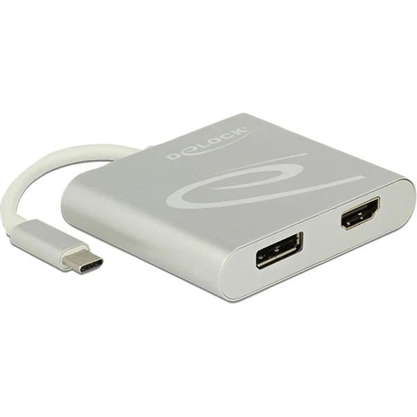 DeLOCK USB Adapter, USB-C Stecker > HDMI Buchse + DisplayPort Buchse