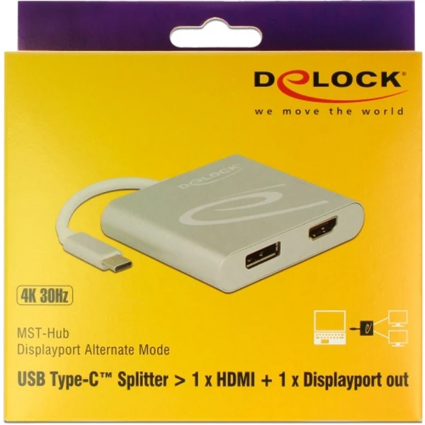 DeLOCK USB Adapter, USB-C Stecker > HDMI Buchse + DisplayPort Buchse – Bild 2