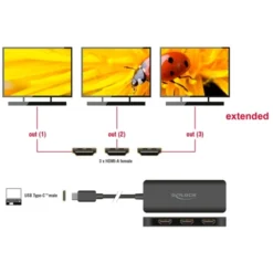 DeLOCK USB-C > 3x HDMI Splitter MST 4K 60Hz -Alternate Verkaufs-Shop DeLOCK USB C 3x HDMI Splitter MST 4K 60Hz@@100029136 2