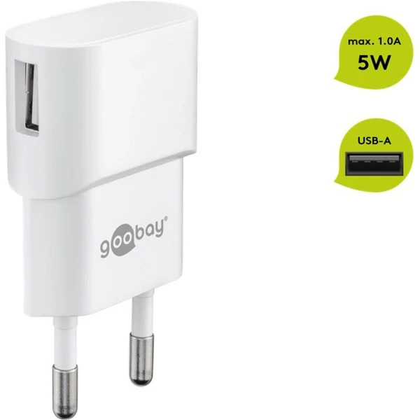 Goobay USB-Ladegerät 1 A (5W) Weiß 2 Goobay USB-Ladegerät 1 A (5W) Weiß – Bild 2